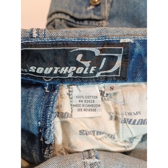 Southpole Vintage Denim Shorts Overalls Size Small Y2K Street Wear - Picture 9 of 12